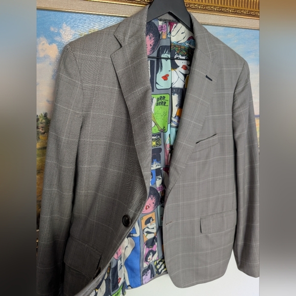 Holland & Sherry Gray Plaid Woman Art Blazer - Picture 1 of 9